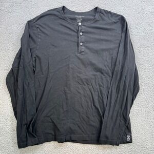 Todd Snyder Mens XL Premium Jersey Long Sleeve Henley Shirt Black Made in USA